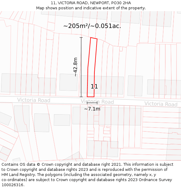 11, VICTORIA ROAD, NEWPORT, PO30 2HA: Plot and title map