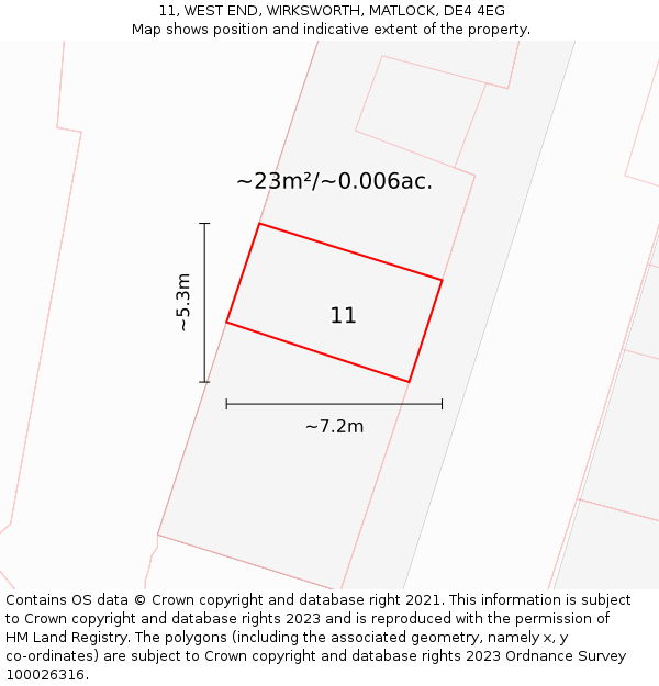 11, WEST END, WIRKSWORTH, MATLOCK, DE4 4EG: Plot and title map