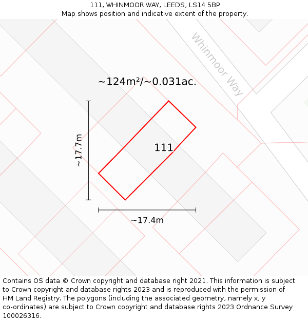 111, WHINMOOR WAY, LEEDS, LS14 5BP: Plot and title map