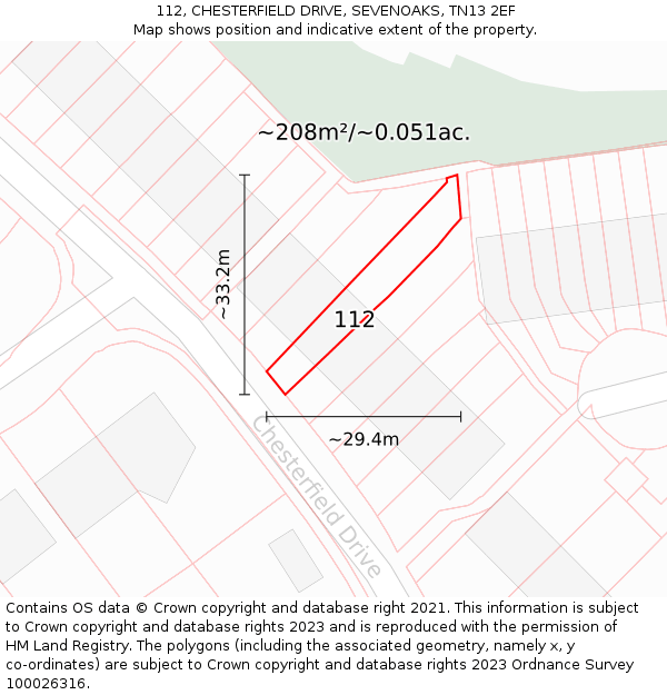 112, CHESTERFIELD DRIVE, SEVENOAKS, TN13 2EF: Plot and title map