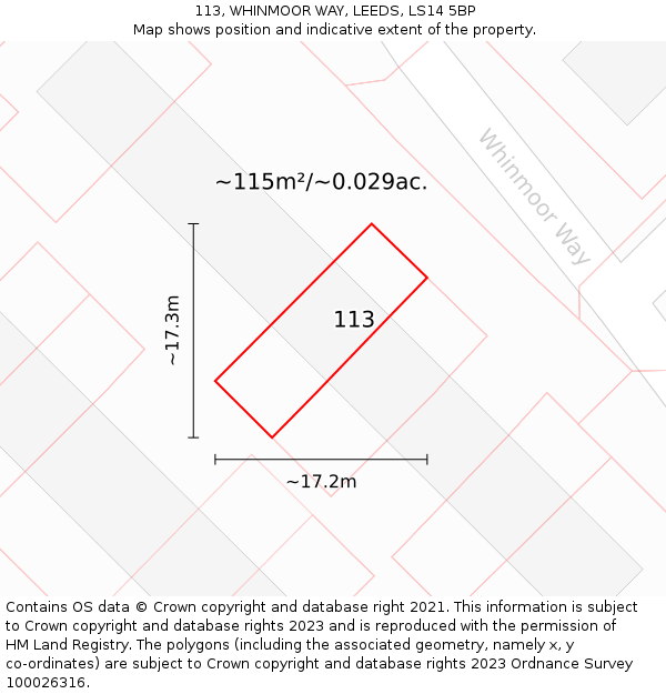 113, WHINMOOR WAY, LEEDS, LS14 5BP: Plot and title map