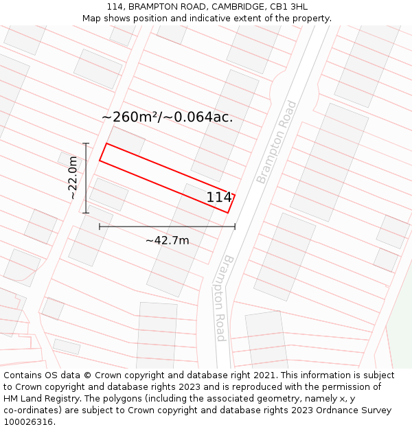 114, BRAMPTON ROAD, CAMBRIDGE, CB1 3HL: Plot and title map