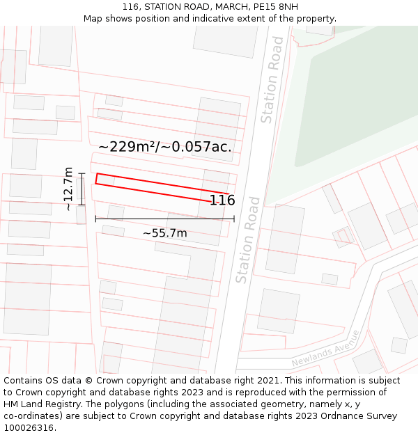 116, STATION ROAD, MARCH, PE15 8NH: Plot and title map