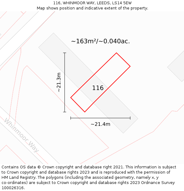 116, WHINMOOR WAY, LEEDS, LS14 5EW: Plot and title map