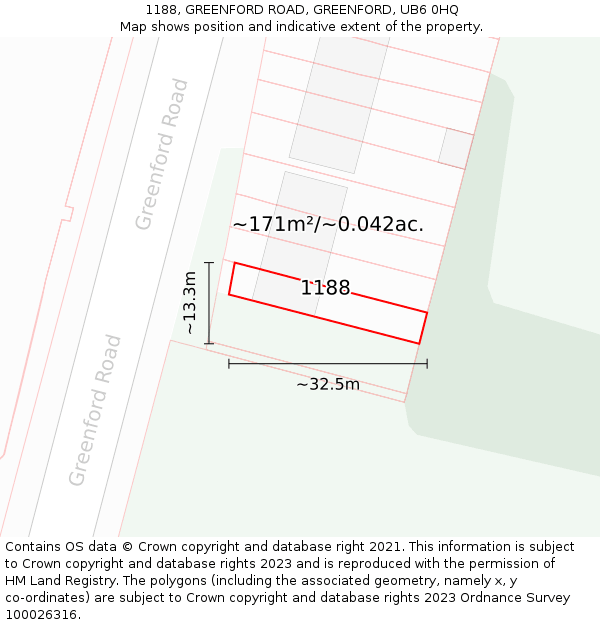 1188, GREENFORD ROAD, GREENFORD, UB6 0HQ: Plot and title map