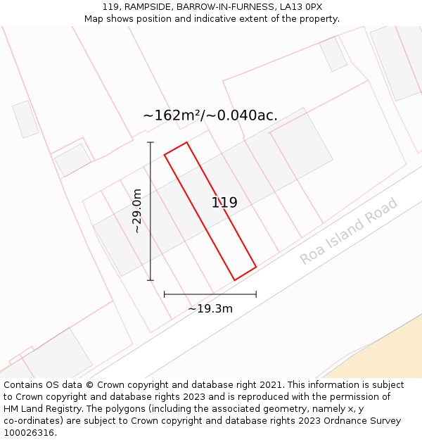 119, RAMPSIDE, BARROW-IN-FURNESS, LA13 0PX: Plot and title map