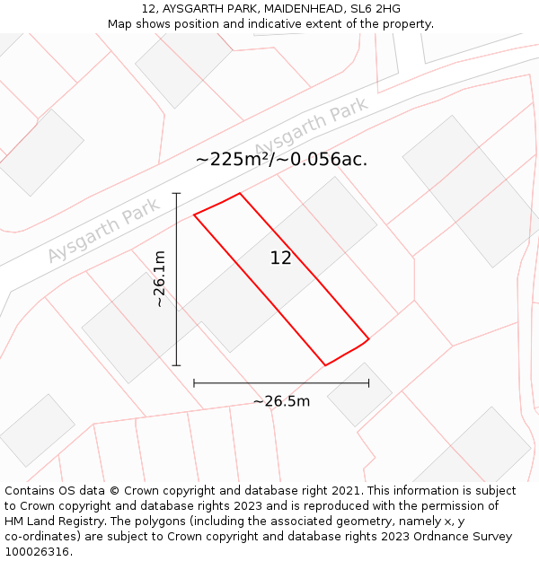 12, AYSGARTH PARK, MAIDENHEAD, SL6 2HG: Plot and title map