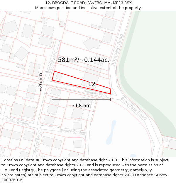 12, BROGDALE ROAD, FAVERSHAM, ME13 8SX: Plot and title map