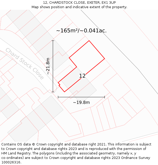 12, CHARDSTOCK CLOSE, EXETER, EX1 3UP: Plot and title map