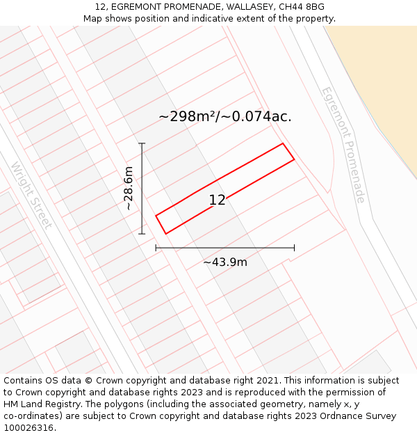 12, EGREMONT PROMENADE, WALLASEY, CH44 8BG: Plot and title map