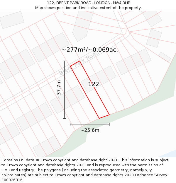 122, BRENT PARK ROAD, LONDON, NW4 3HP: Plot and title map