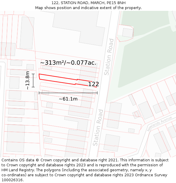 122, STATION ROAD, MARCH, PE15 8NH: Plot and title map