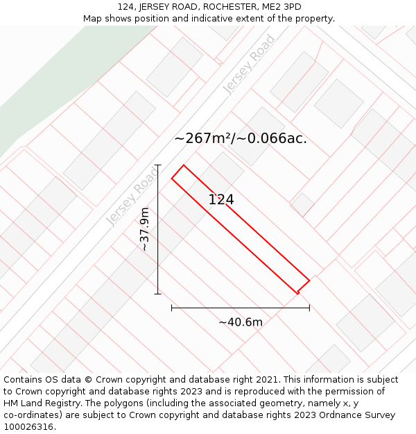 124, JERSEY ROAD, ROCHESTER, ME2 3PD: Plot and title map