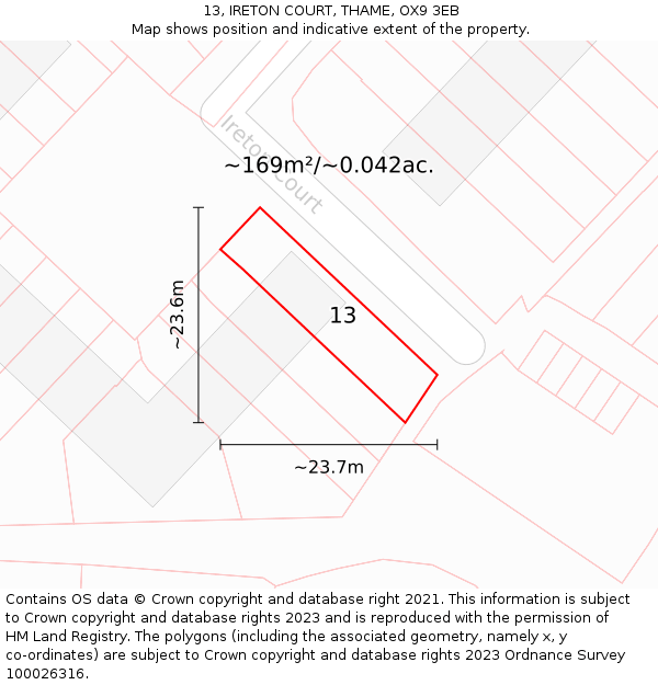 13, IRETON COURT, THAME, OX9 3EB: Plot and title map