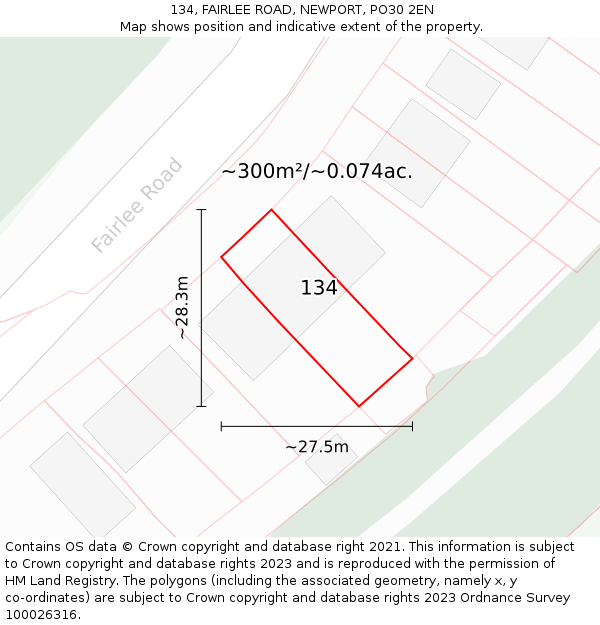 134, FAIRLEE ROAD, NEWPORT, PO30 2EN: Plot and title map