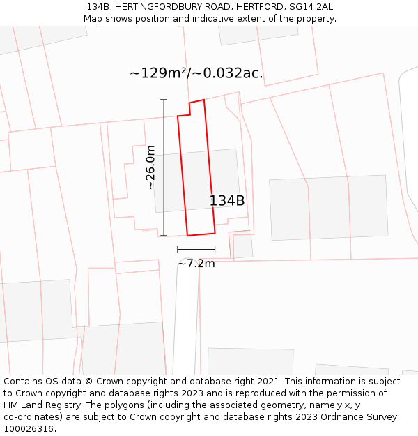 134B, HERTINGFORDBURY ROAD, HERTFORD, SG14 2AL: Plot and title map