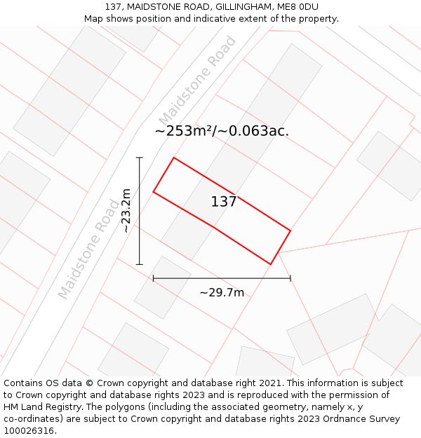 137, MAIDSTONE ROAD, GILLINGHAM, ME8 0DU: Plot and title map