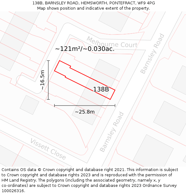 138B, BARNSLEY ROAD, HEMSWORTH, PONTEFRACT, WF9 4PG: Plot and title map