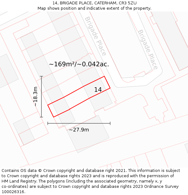 14, BRIGADE PLACE, CATERHAM, CR3 5ZU: Plot and title map