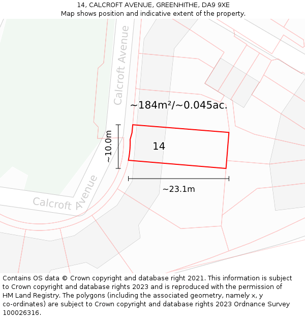 14, CALCROFT AVENUE, GREENHITHE, DA9 9XE: Plot and title map
