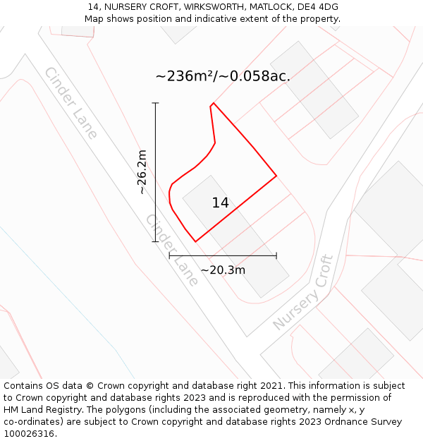 14, NURSERY CROFT, WIRKSWORTH, MATLOCK, DE4 4DG: Plot and title map