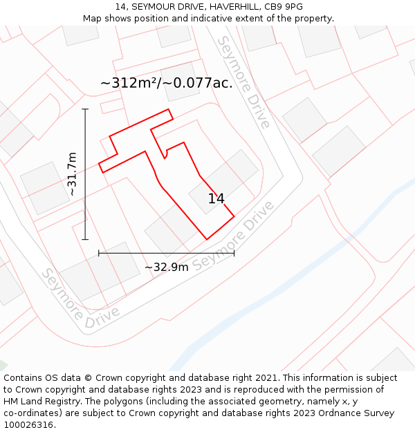 14, SEYMOUR DRIVE, HAVERHILL, CB9 9PG: Plot and title map