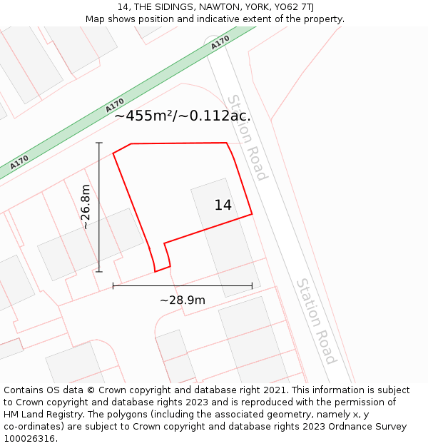 14, THE SIDINGS, NAWTON, YORK, YO62 7TJ: Plot and title map