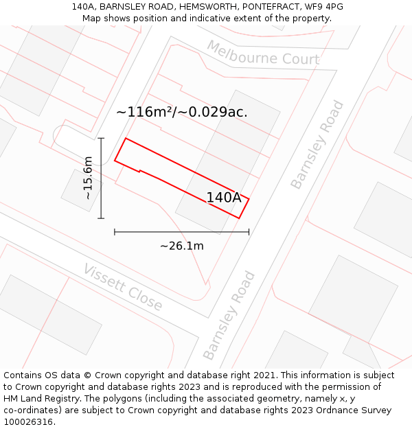 140A, BARNSLEY ROAD, HEMSWORTH, PONTEFRACT, WF9 4PG: Plot and title map