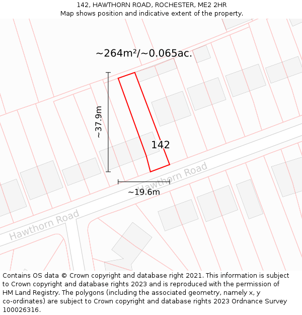 142, HAWTHORN ROAD, ROCHESTER, ME2 2HR: Plot and title map