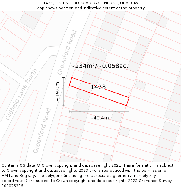 1428, GREENFORD ROAD, GREENFORD, UB6 0HW: Plot and title map