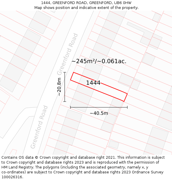 1444, GREENFORD ROAD, GREENFORD, UB6 0HW: Plot and title map