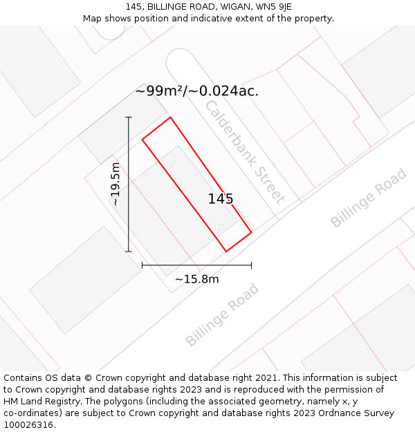 145, BILLINGE ROAD, WIGAN, WN5 9JE: Plot and title map
