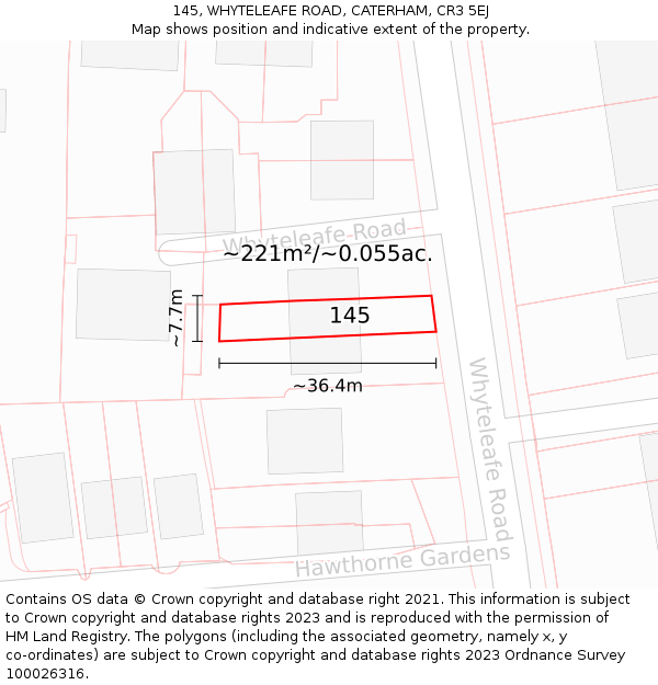 145, WHYTELEAFE ROAD, CATERHAM, CR3 5EJ: Plot and title map