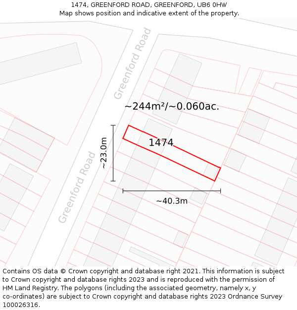 1474, GREENFORD ROAD, GREENFORD, UB6 0HW: Plot and title map