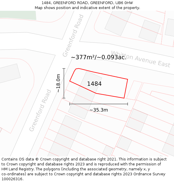 1484, GREENFORD ROAD, GREENFORD, UB6 0HW: Plot and title map
