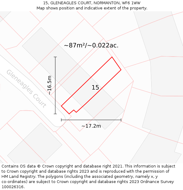 15, GLENEAGLES COURT, NORMANTON, WF6 1WW: Plot and title map