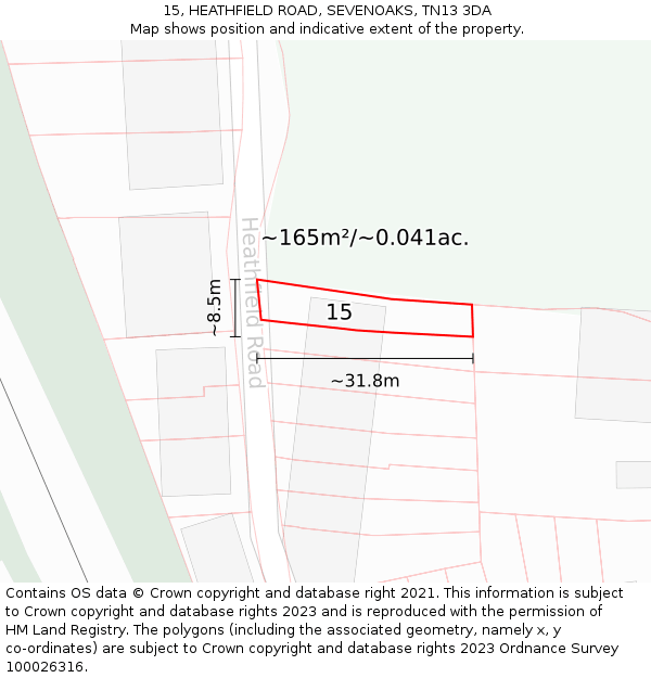 15, HEATHFIELD ROAD, SEVENOAKS, TN13 3DA: Plot and title map