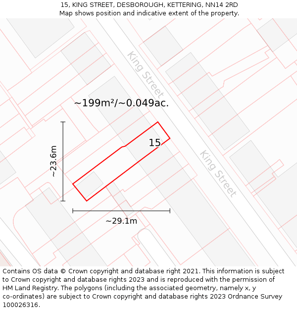 15, KING STREET, DESBOROUGH, KETTERING, NN14 2RD: Plot and title map