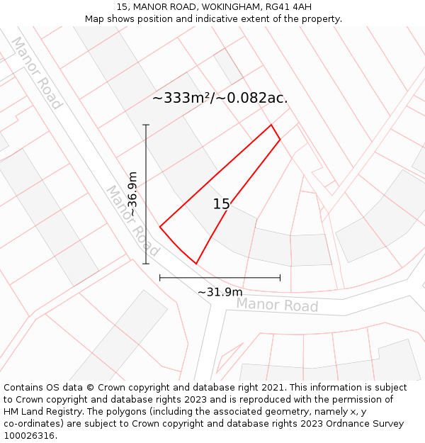 15, MANOR ROAD, WOKINGHAM, RG41 4AH: Plot and title map