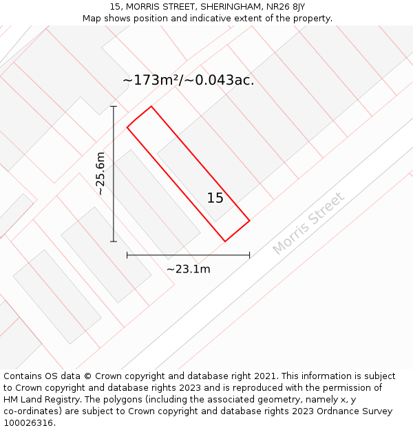 15, MORRIS STREET, SHERINGHAM, NR26 8JY: Plot and title map