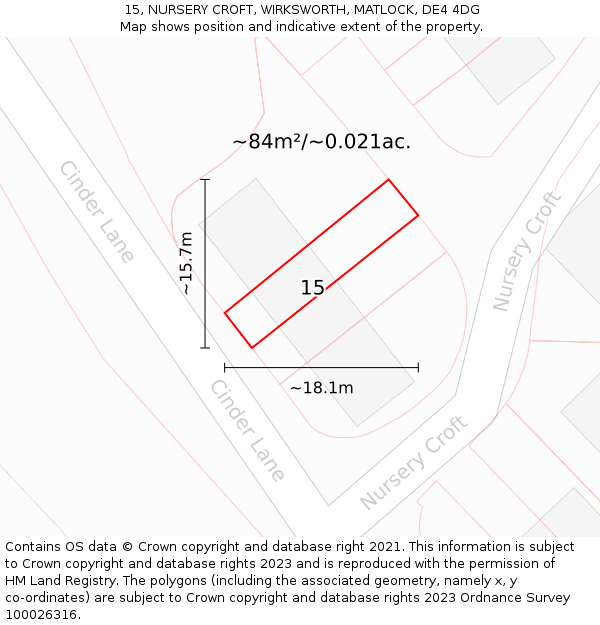 15, NURSERY CROFT, WIRKSWORTH, MATLOCK, DE4 4DG: Plot and title map