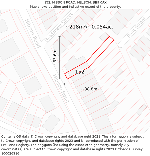 152, HIBSON ROAD, NELSON, BB9 0AX: Plot and title map