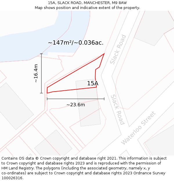 15A, SLACK ROAD, MANCHESTER, M9 8AW: Plot and title map