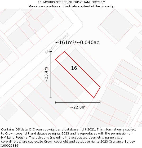 16, MORRIS STREET, SHERINGHAM, NR26 8JY: Plot and title map