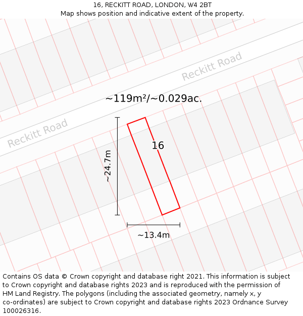 16, RECKITT ROAD, LONDON, W4 2BT: Plot and title map