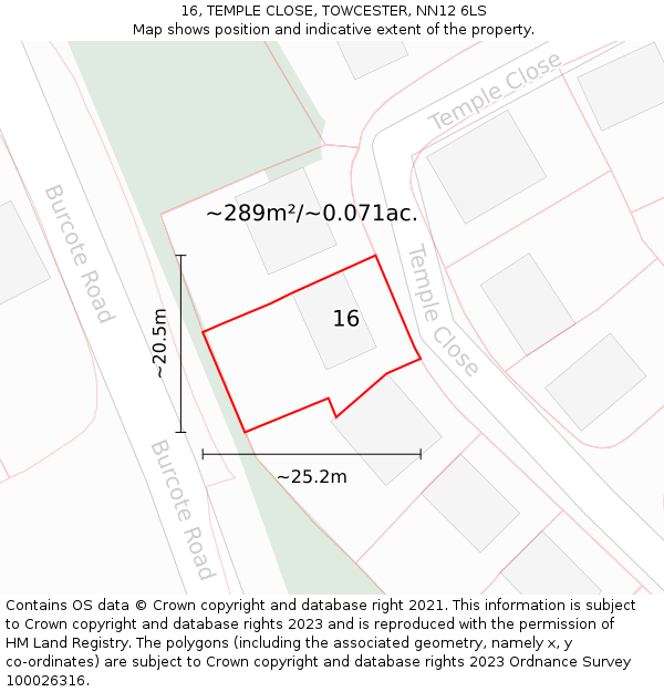 16, TEMPLE CLOSE, TOWCESTER, NN12 6LS: Plot and title map