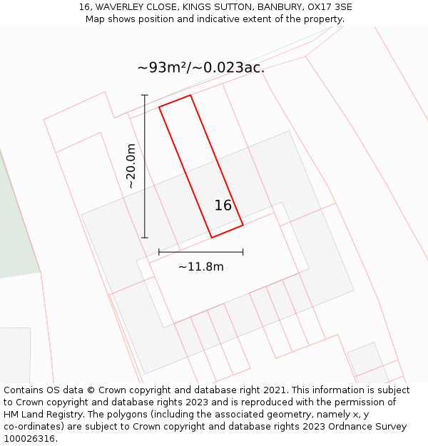 16, WAVERLEY CLOSE, KINGS SUTTON, BANBURY, OX17 3SE: Plot and title map