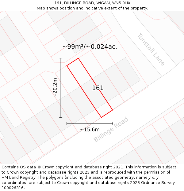 161, BILLINGE ROAD, WIGAN, WN5 9HX: Plot and title map