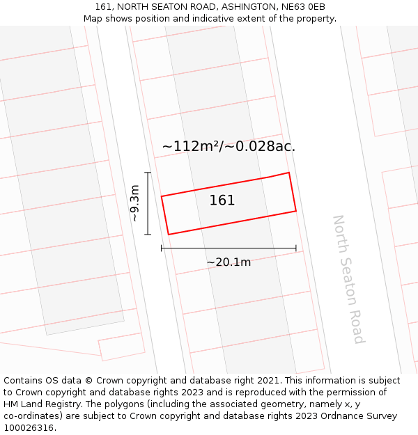 161, NORTH SEATON ROAD, ASHINGTON, NE63 0EB: Plot and title map