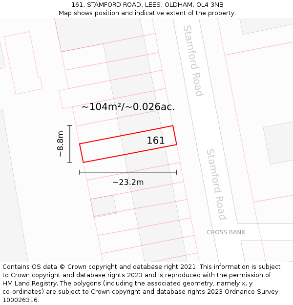 161, STAMFORD ROAD, LEES, OLDHAM, OL4 3NB: Plot and title map
